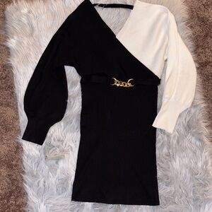 Black and White Sweater Dress